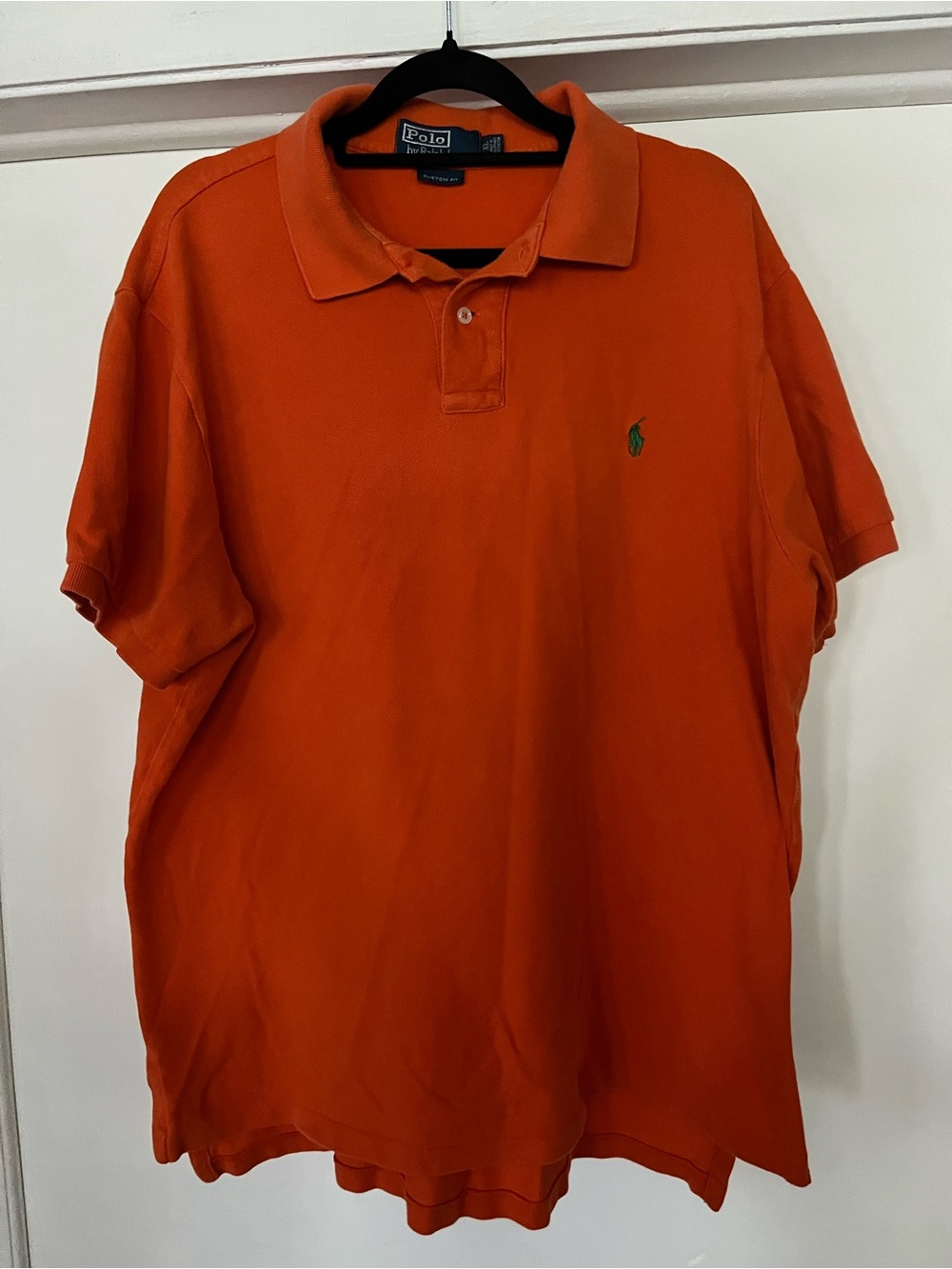 Ralph Lauren Men's Orange Polo with Green Pony